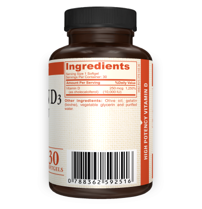 Vitamin D3 10,000 IU - Supplement Ingredients
