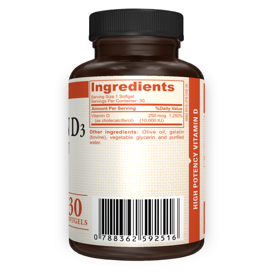 Vitamin D3 10,000 IU - Supplement Ingredients